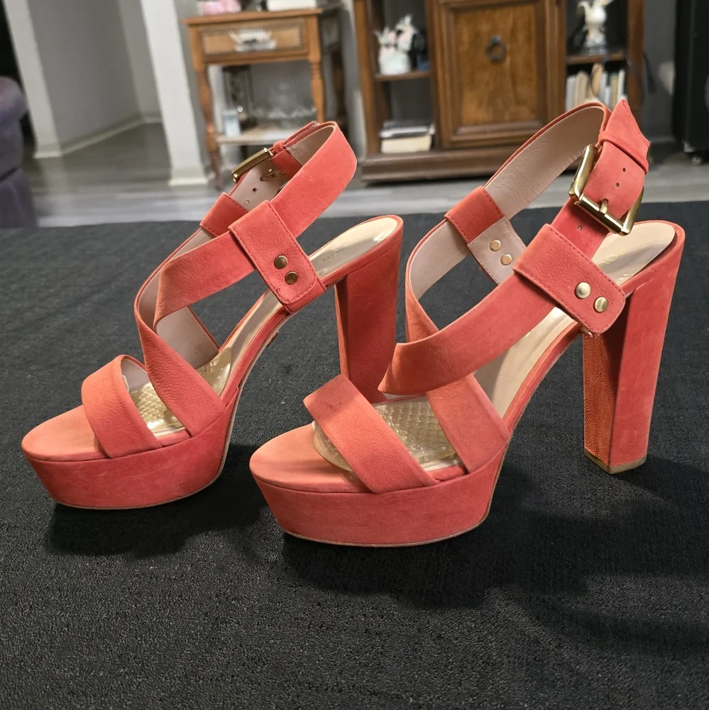 Pour La Victoire Orange Platform Sandals